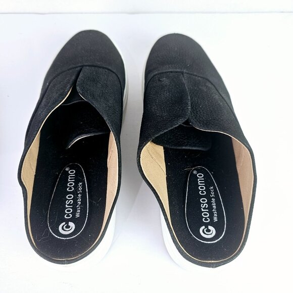 Corso Como Washable Sock Black Leather Platform Slides, CC-Trena, Sz 7 - Picture 7 of 8